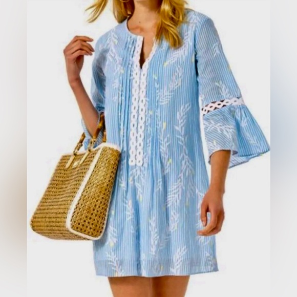 Lilly Pulitzer Dresses & Skirts - Lilly Pulitzer NWT Hollie Tunic Dress Zanzibar Blue Open Coral 🪸 Size M